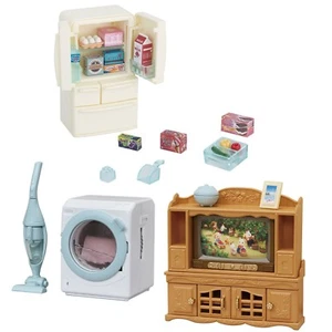  3 Sylvanian Families Sets - TV, Refrigerator and Washing Machine Sets - Picture 1 of 12