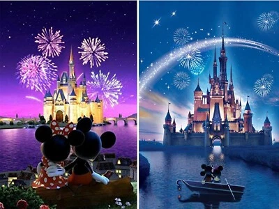2PCS DIY 5D Diamond Art Kit Disney Magic Kingdom Painting by Number Full Drill - Image 1 of 4