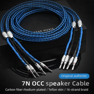 Coppia Filo 7N OCC Puro Rame con Cavo Altoparlante Audio HIFI Spina Placcato Rodio - Foto 1 di 14