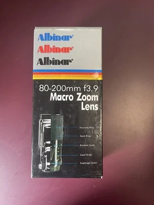 Albinar 80-200MM f3.9 Macro Zoom Lens For Canon FD Original Box  - Image 1 of 3