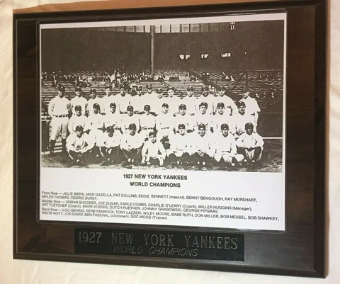 NY Yankees 1927 World Series Champions Team Vintage Wooden Wall Plaque Cover