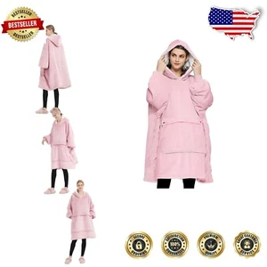 Fluffy & Warm Adult Hoodie Blanket with Kangaroo Pocket - Ideal for Relaxation - Picture 1 of 8