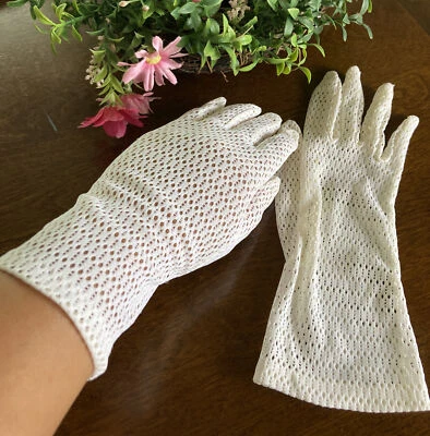 Guantes de malla de nailon blancos vintage Laimböck años 50 Foto 1 de 4