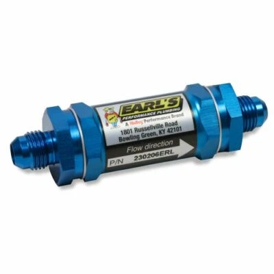 Earls 230204ERL Aluminum In-Line Fuel Filter Size: -4AN Male to -4AN Male - Image 1 of 3