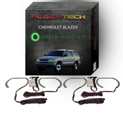Green Angel Eye LED Headlight Halo kit for 1998-2004 Chevrolet Blazer Headlights - Image 1 of 2