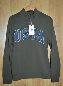 U.S. Polo Assn Green 1/4 Zip Long Sleeve Sweater 100% Cotton - Medium - Picture 1 of 4