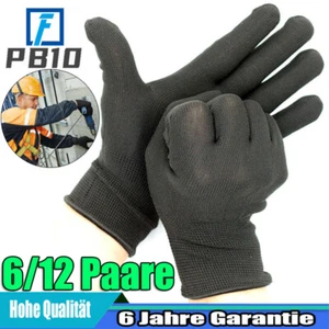 6/12 Paare Baumwollhandschuhe Weiche Stoff Schutz Trikothandschuhe Nylon Schwarz - Bild 1 von 11