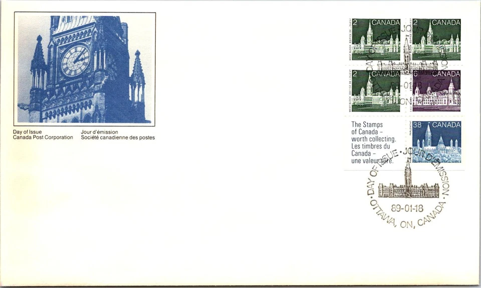 FDC Canada - The Peace Tower Parliament Buildings Ottawa 1989 - A00096 - Image 1 of 2