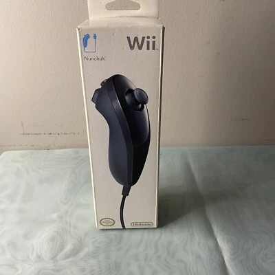 Nintendo Wii Genuine OEM BLACK Nunchuk Controller NEW Open Box - Image 1 of 4