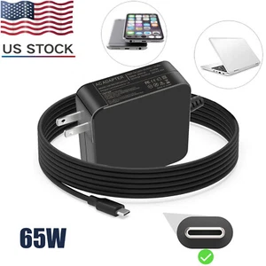 For HP Chromebook X360 USB-C Type C 65W Slim Travel Power Adapter Laptop Charger - Picture 1 of 8