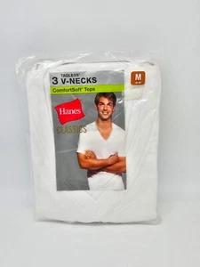 Camisetas Hanes Para Hombre Cuello en V Blanco Cuello En V Sin Etiquetas Cómodas Suaves Top Paquete de 3 Talla M - Imagen 1 de 6