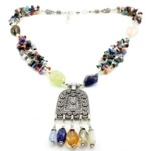 Necklace Natural Prehnite Iolite Lapis Citrine Multi Gemstone Beaded Jewelry - Picture 1 of 3