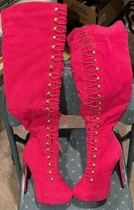 AMI Stiletto Red Nikky Suede Boots - Picture 1 of 3