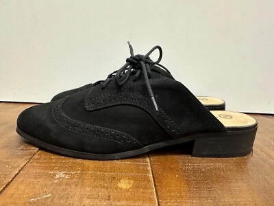 Bella Vita women size 12M black suede low heel slip on lace up mules shoes - Image 1 of 4