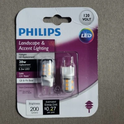 Philips LED 20-Watt T4 Bi-Pin Landscape & Accent Light Bulb Non-Dimmable G8 2 PK - Image 1 of 2
