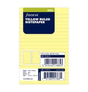 Filofax talla mini forrado amarillo forrado papel nota inserto de recarga 513010 - Imagen 1 de 5