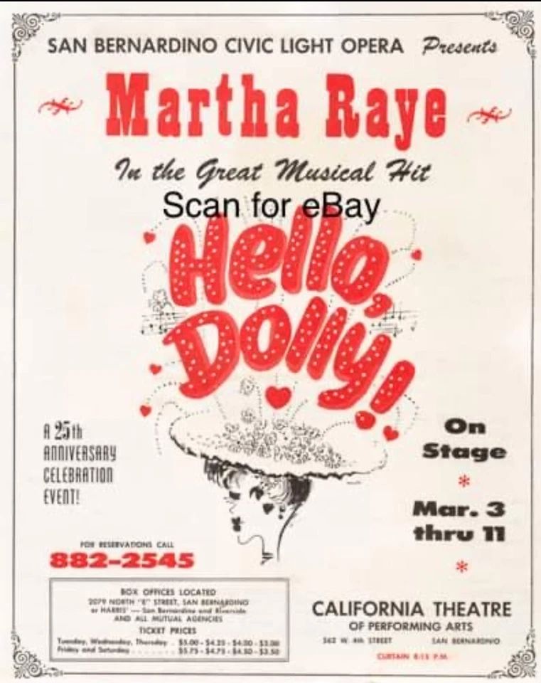 RARE Martha Raye HELLO, DOLLY! CLO Poster 1 Week Only 1972 - Image 1 of 1