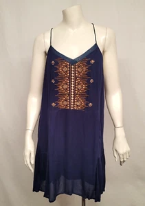 Miss Me Size L Embroidered Spaghetti Strap Navy Blue Tunic/Dress - Picture 1 of 9