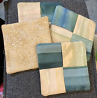 Lot of 4 Geometric design Handmade Shades of Green Quilt Fabric Coasters