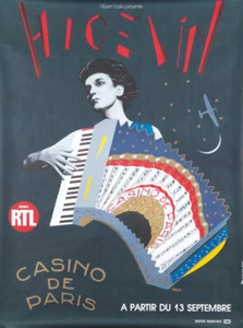 Original Vintage Poster Razzia Higelin SIGNIERT Casino de Paris 1986 Akkordeon - Bild 1 von 1