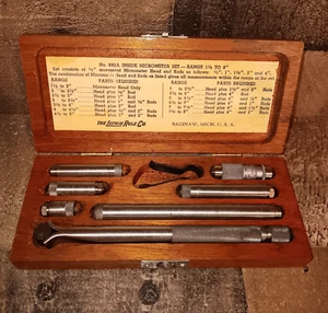 Regla Lufkin vintage No. Juego de micrómetros interiores 680A de 1 1/2" a 8" con caja de madera leer - Imagen 1 de 11