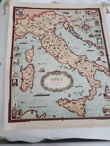 Original Pictorial Map of Italy Colortext Publication - Picture 1 of 7