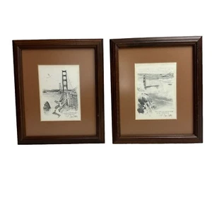 Vintage Set (2) 1977 San Francisco Don Davey Druck Lithographie Bleistiftzeichnungen - Bild 1 von 10