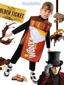 H-J4-4 Niños Niñas Willy Wonka Chocolate Fábrica Bar Libro Semana Tabardo Disfraz - Imagen 1 de 10