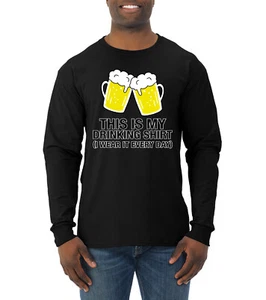 This is My Drinking I wear It Everyday Beer Mug Funny Drinking Long Sleeve Shirt - Picture 1 of 6