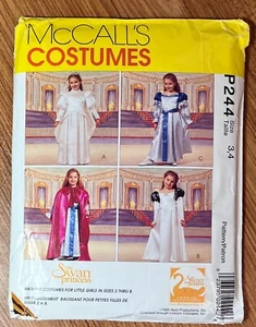 VTG McCalls 7766 P244 Girls Swan Princess Renaissance Dress Cape Sz: 3, 4 UNCUT - Picture 1 of 4