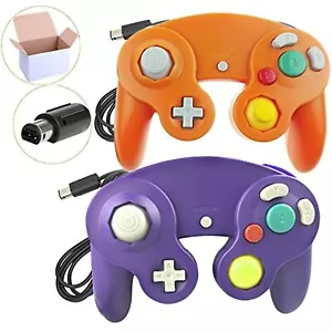 Lot Of 2 Packs Wired Controllers For Wii Orange And Purple For GameCube Gamecube - Picture 1 of 5
