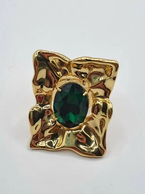 Anillo de cóctel Alexis Bittar enchapado en oro de 18k cristal verde incrustado... Foto 1 de 4