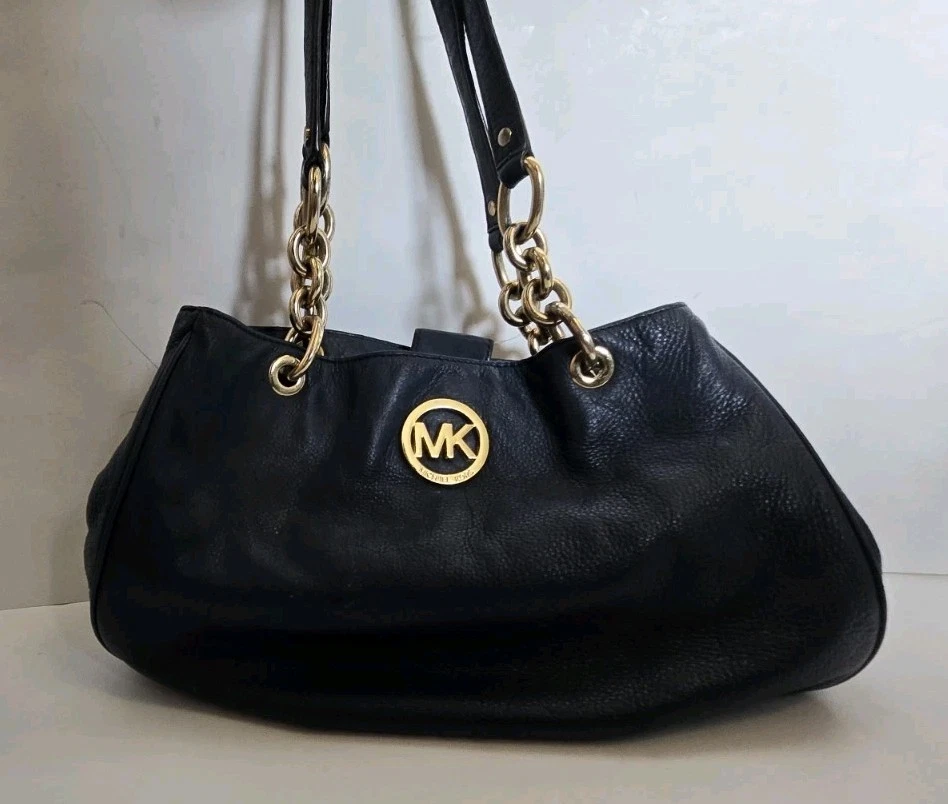 Michael Kors 女式包 托特包 单肩包 富尔顿 蓝色 卵石纹皮革 — 第 1/4 张图片