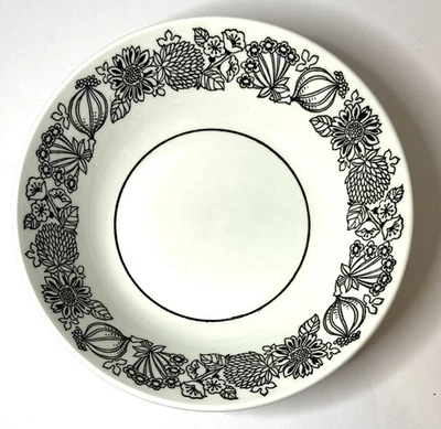 GRINDLEY IRONSTONE MANITOU Cereal / Soup Bowl 6” Black White Floral EUC! Foto 1 de 4