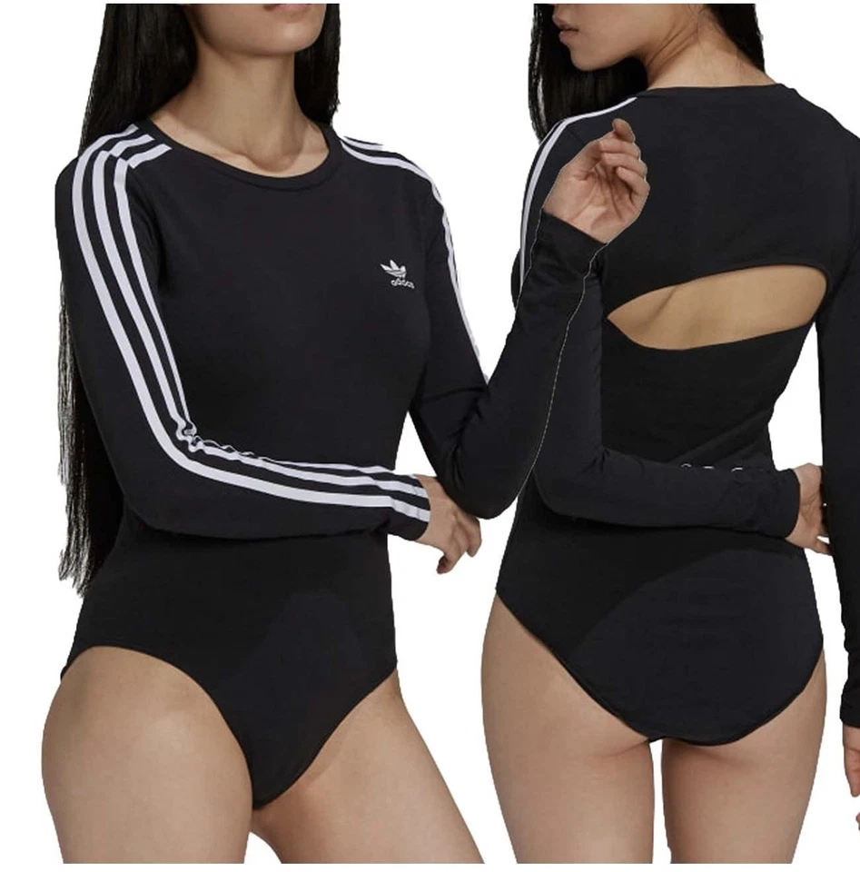Nuevo con etiquetas Adidas Originales 3 Rayas Negro Blanco Manga Larga Body Talla S Precio de venta sugerido por el fabricante $50 Foto 1 de 4