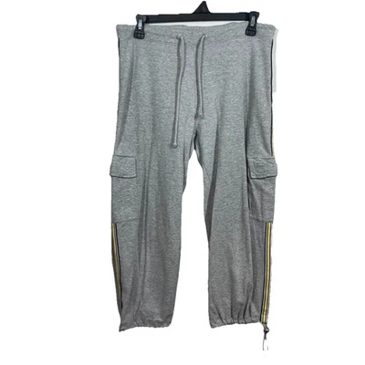 New York Laundry N.Y.L. Pantalones de chándal Crop Cargo para mujer M rayas grises Athleisure Y2K Foto 1 de 4