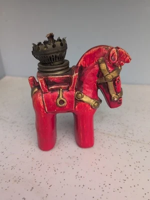Супер редкий винтажный MCM красное золото троянский конь миниатюрный масло джинн лампа подсвечник  - Изображение 1 из 4