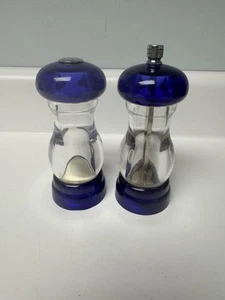 Olde Thompson Cobalt Blue Clear Lucite Tall Pepper Grinder Salt Shaker Set 5.5" - Picture 1 of 8