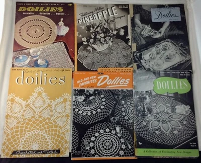 6 libros de colección con patrones de tapetes de ganchillo manteles redondos florales piñas con volantes Foto 1 de 4