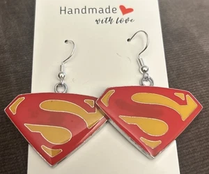 Handmade DC Comics Superman Symbol Earrings - Picture 1 of 1