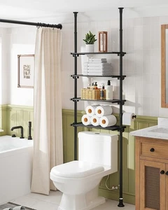 Adjustable Over The Toilet Storage Shelf, 4-Tier Ample Over Toilet Bathroom O... - Picture 1 of 7