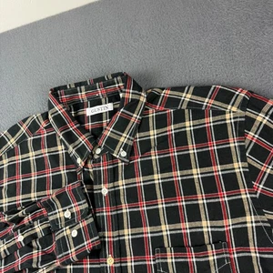 Gustin Shirt Men's 2XL Black Red Plaid Oxford Button Down Dress Casual USA Made - Picture 1 of 12