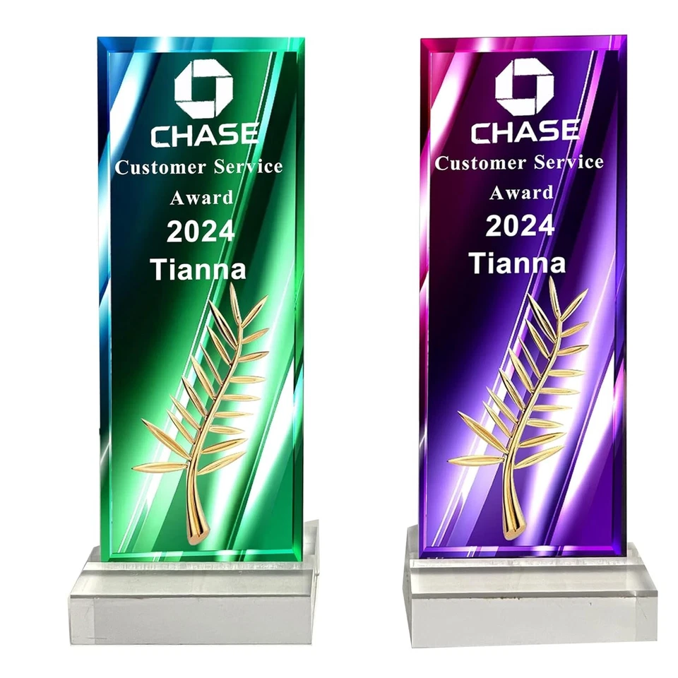 TINA&CO Custom Acrylic Trophy – Add Logo, Employee Recognition Award, Business Gift Plaq