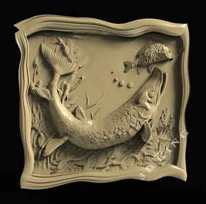 3D STL Model PIKE & FISH for CNC Router Aspire Artcam 3D Printer Engraver Cut 3D - Picture 1 of 2