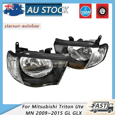 Pair LH+RH Head Lights For Mitsubishi Triton Ute MN 2009~2015 GL GLX LH+RH - image 1 of 4