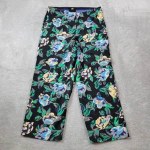 Diane Von Furstenberg DVF Pants Womens 18 Black Silk Benton Floral Wide Leg - Picture 1 of 12