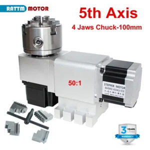 CNC 4th 5th Axis Rotary A+C Axis 100mm 4jaw chuck Harmonic Gearbox Reducer 50:1 - Picture 1 of 16