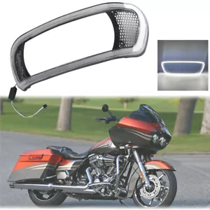 Cubierta de embellecedor de bisel de carenado de faros con luz LED DRL para Harley Road Glide 2014 - Imagen 1 de 9