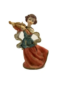 vtg Angelic harmony girl playing violin porciline red,blue,brown and white OOAK - Picture 1 of 8