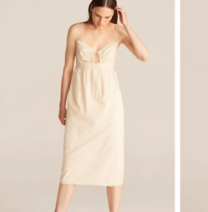 Rebecca Taylor Lrya Embroidered Cotton Midi Dress Cream Off White NWT Size 0